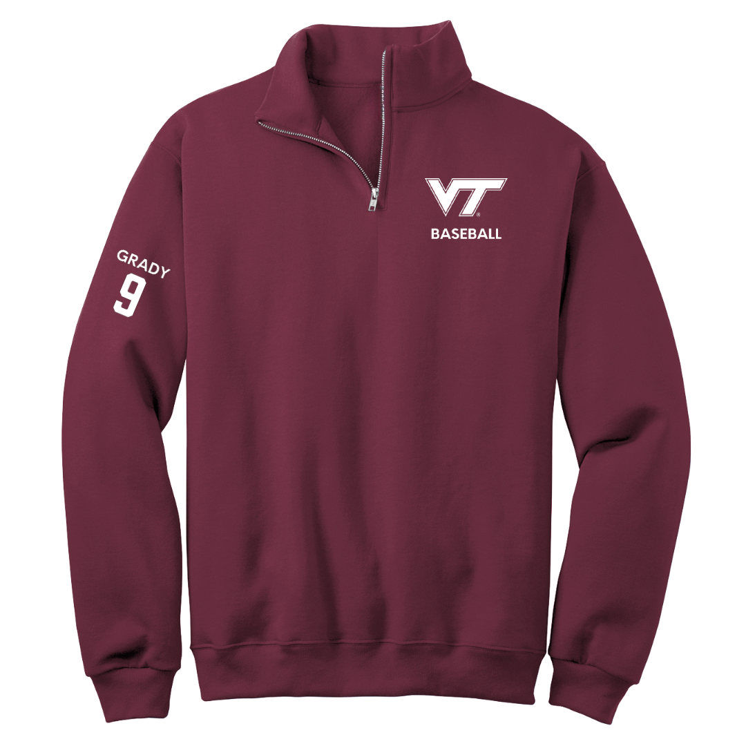 Virginia Tech Baseball Maroon Quarter-Zip - #9 Clay Grady