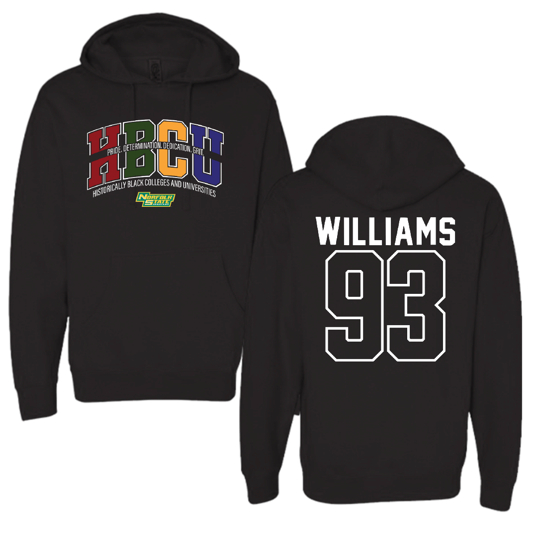 Norfolk State University Football Black HBCU Hoodie - #93 Jaylen Williams
