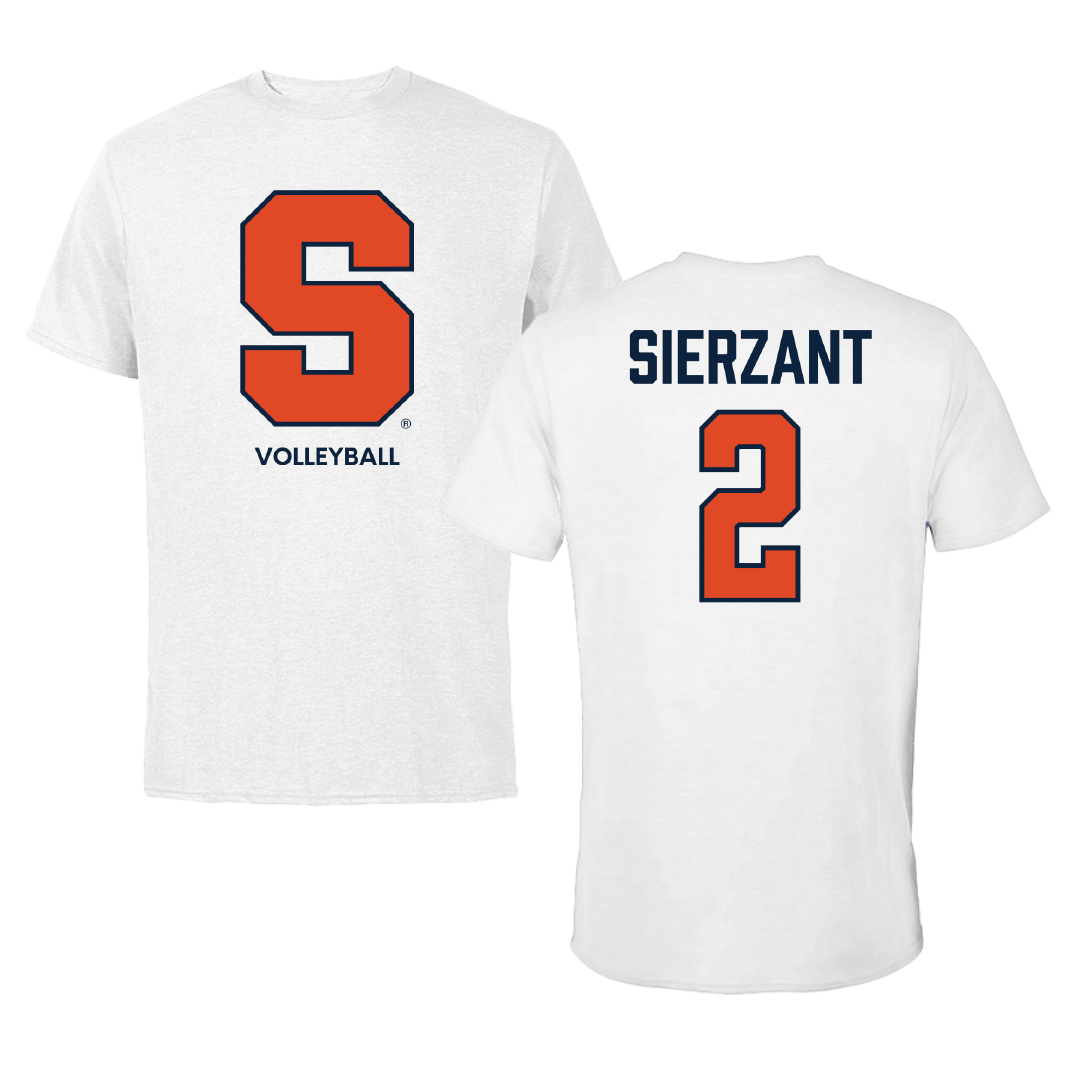 Syracuse University Volleyball (W) White Performance Tee - #2 Veronica Sierzant