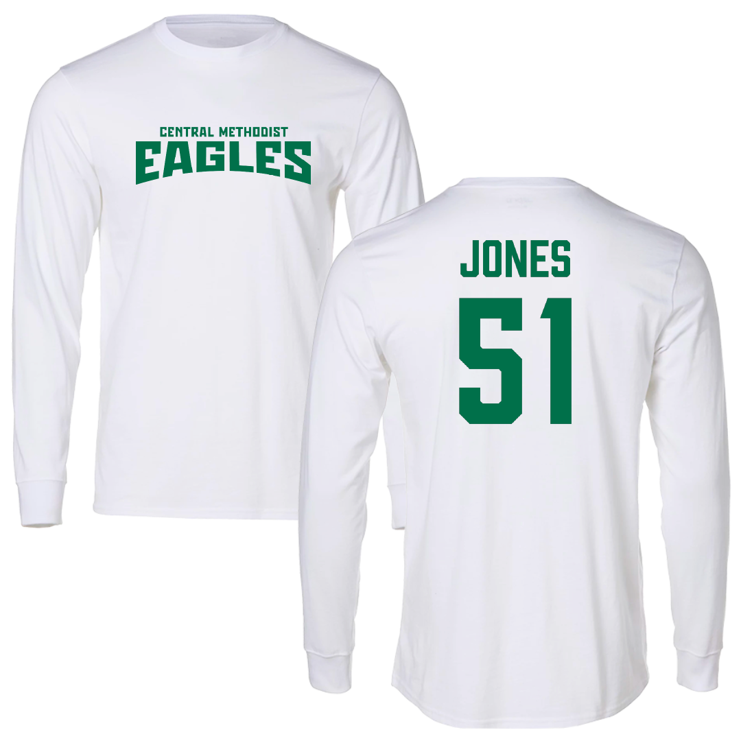 Central Methodist University Football White Classic Long Sleeve - #51 Amari Jones