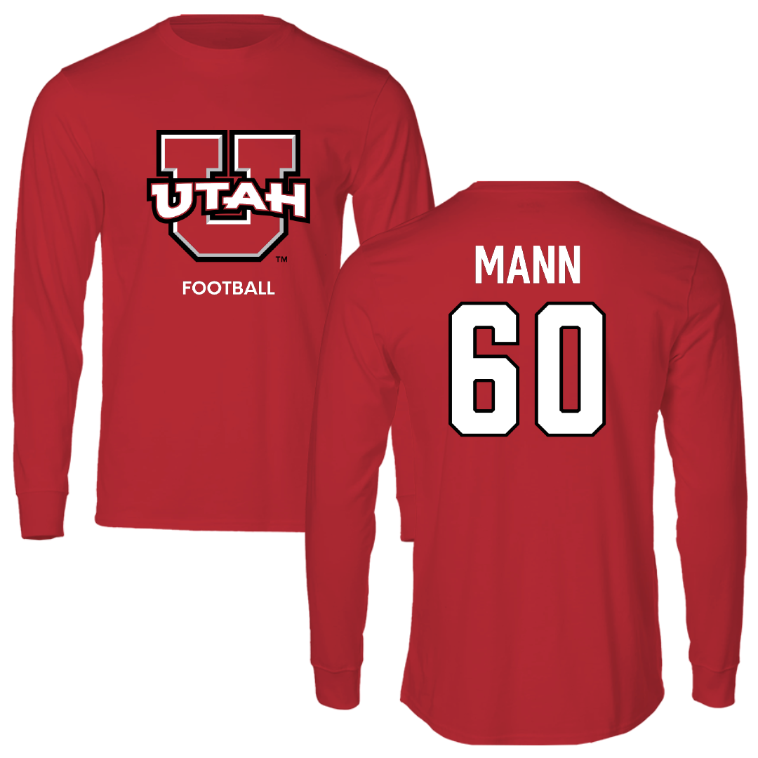 University of Utah Football Red Utes Long Sleeve - #60 Shintaro Mann