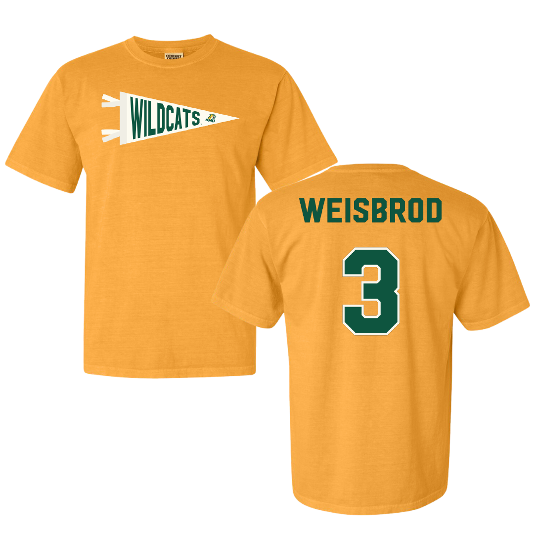 Northern Michigan University Basketball Gold Pennant Comfort Colors Tee - #3 Max Weisbrod