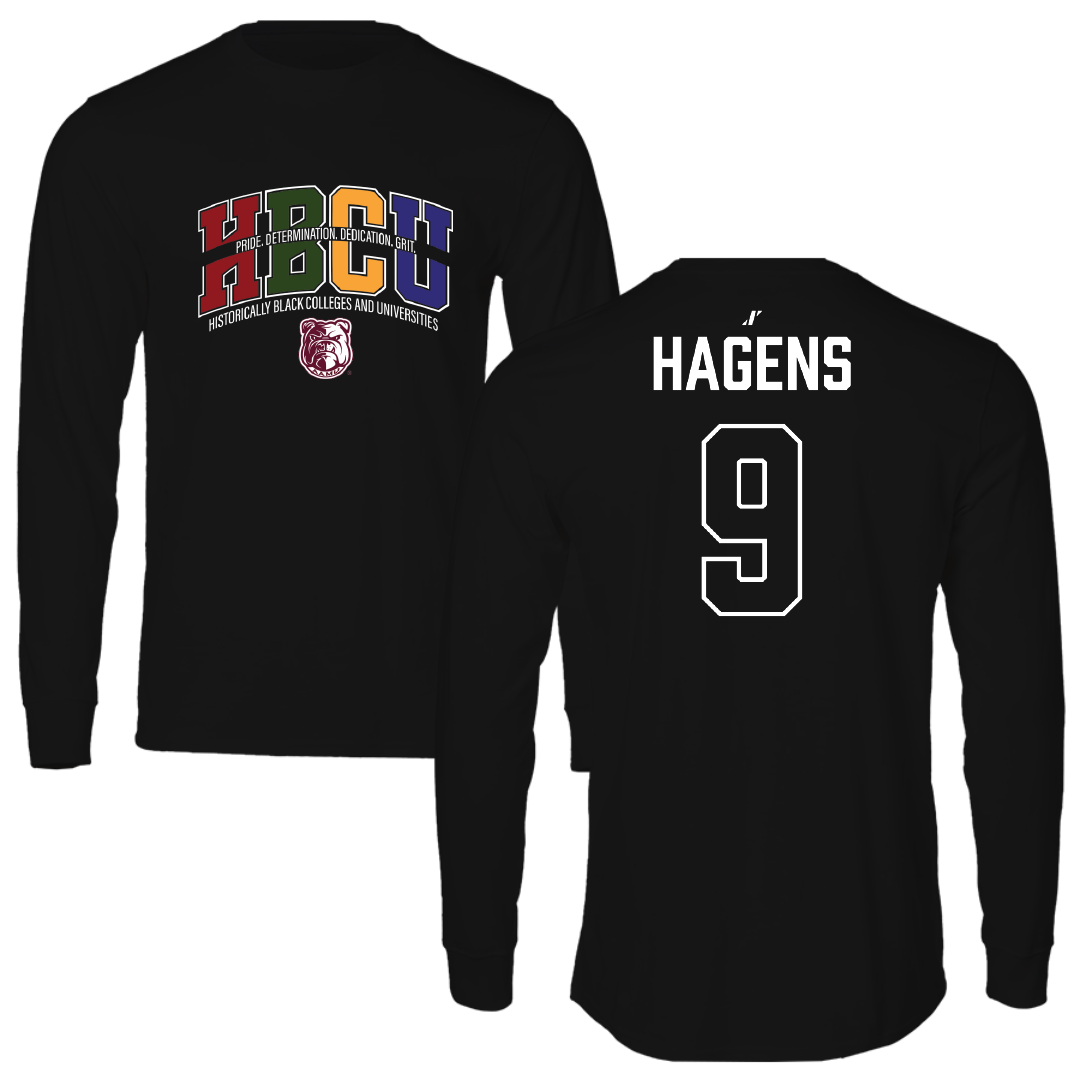 Alabama A&M University Football Black HBCU Performance Long Sleeve - #9 Mekhi Hagens