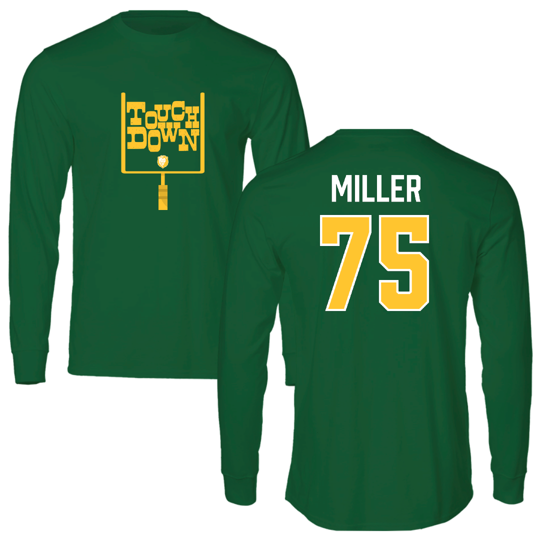 Southeastern Louisiana University Football Green Touchdown Long Sleeve - #75 Blakeley Miller