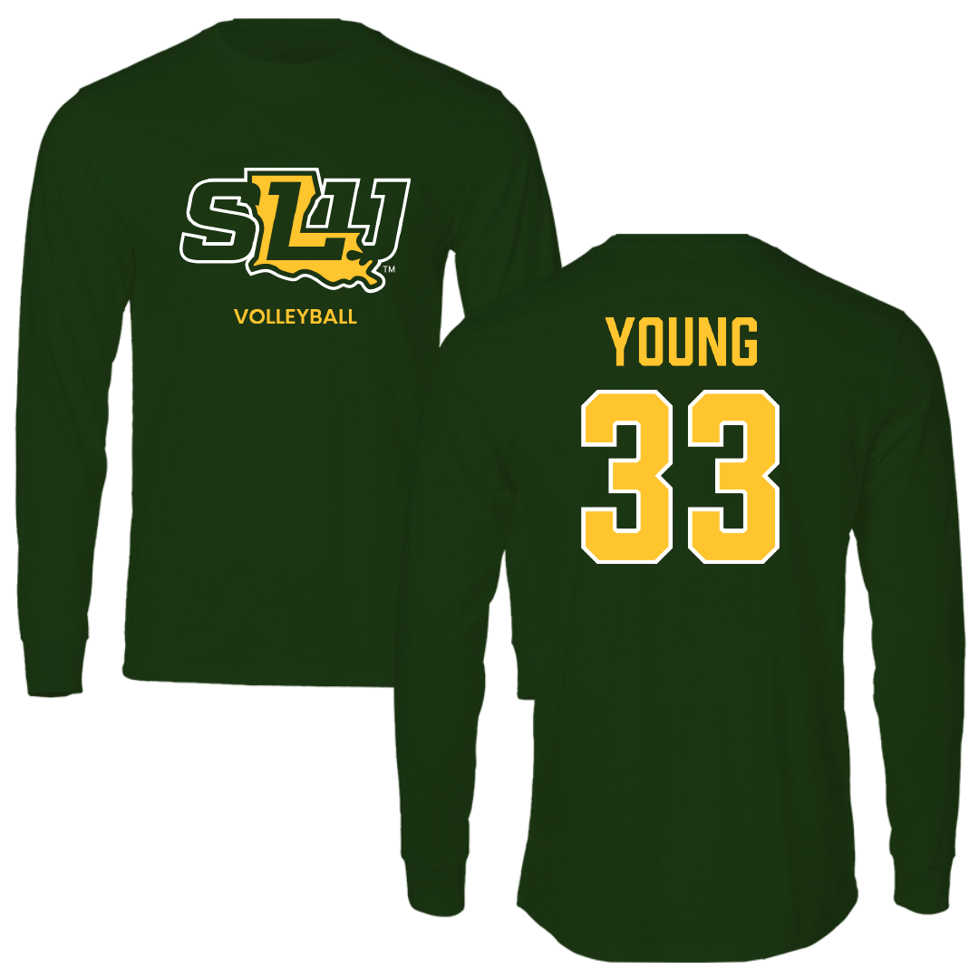 Southeastern Louisiana University Volleyball (W) Forest Green Performance Long Sleeve - #33 Carissa Young