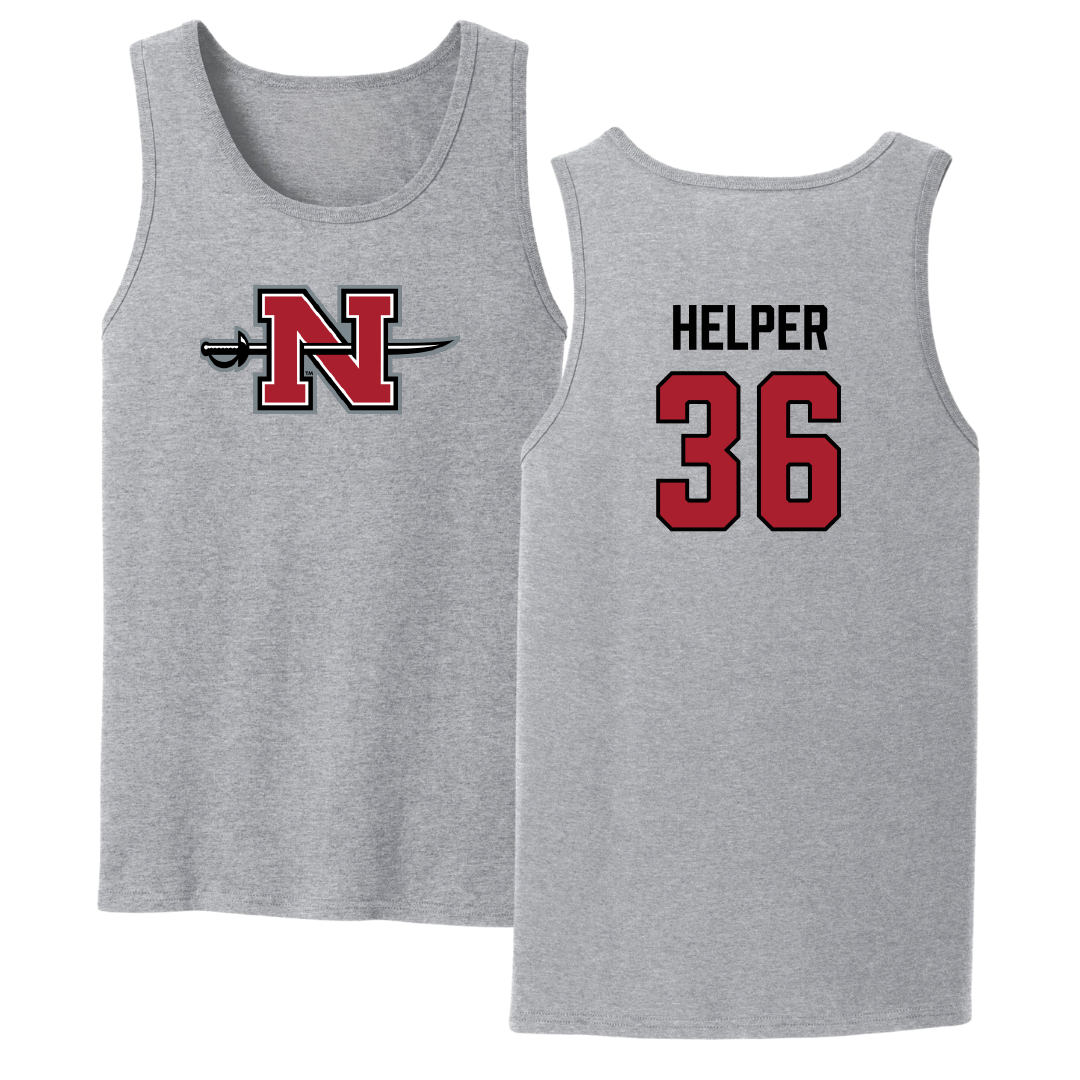 Nicholls State University Football Sport Gray Tank Top - #36 Justin Helper
