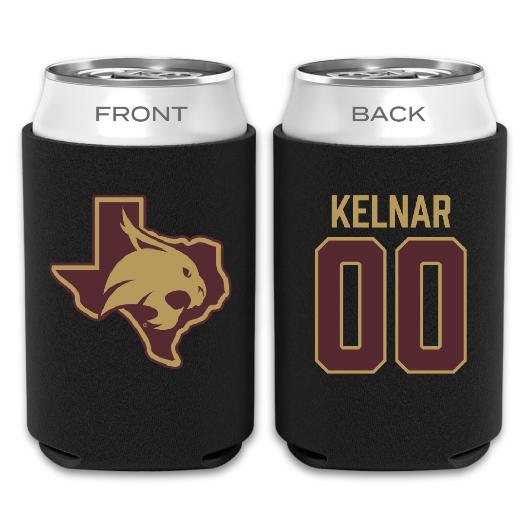 Texas State University Softball Black Can Cooler - #00 Megan Kelnar