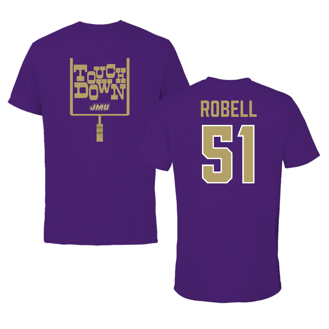 James Madison University Football Purple Touchdown Tee - #51 Riley Robell