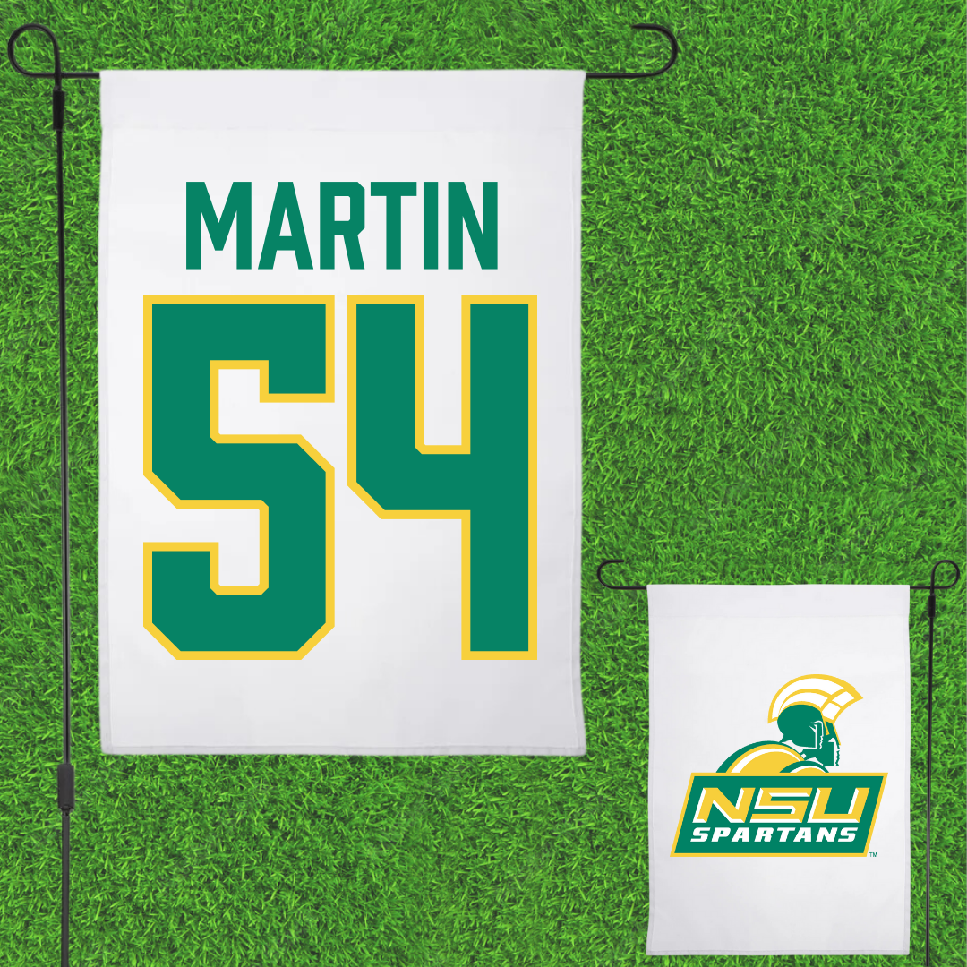 Norfolk State University Football White Garden Flag - #54 Javontay Martin