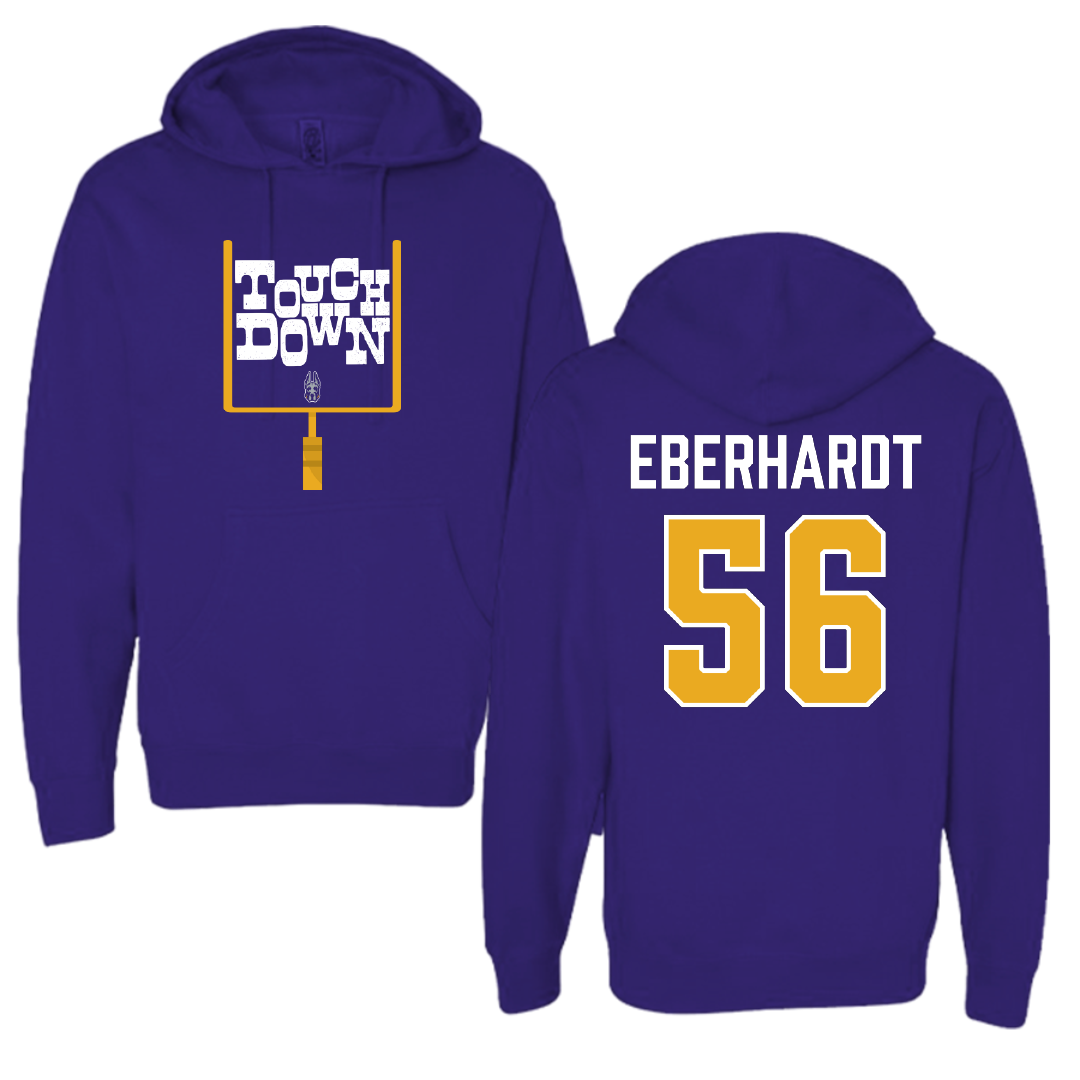University at Albany Football Purple Touchdown Hoodie - #56 Neco Eberhardt