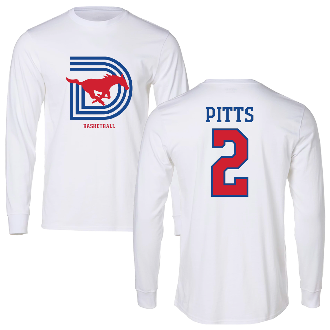 Southern Methodist University Basketball (W) White Performance Long Sleeve - #2 TK Pitts