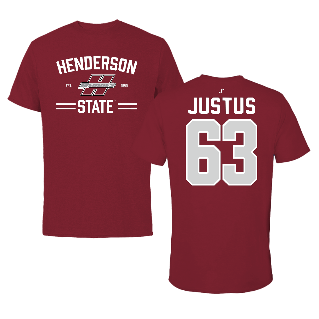 Henderson State University Football Cardinal General Tee - #63 Conner Justus