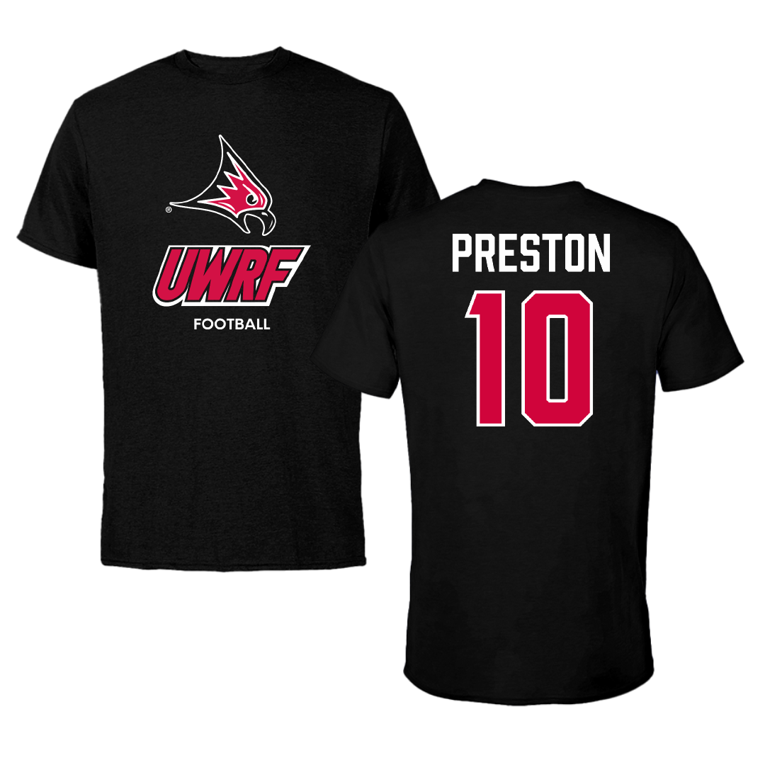 University of Wisconsin-River Falls Football Black Tee - #10 Conner Preston