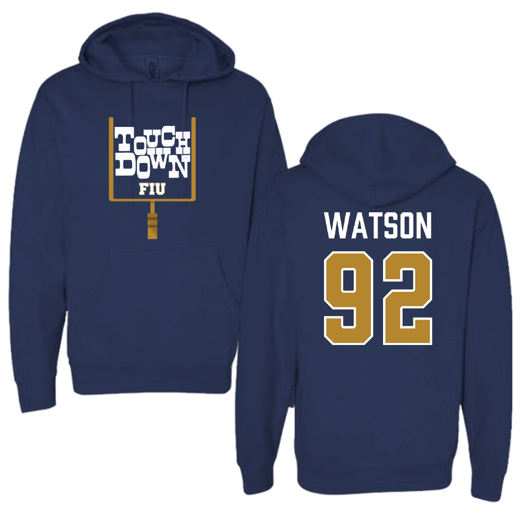 Florida International University Football Navy Touchdown Hoodie - #92 Nicholas Watson