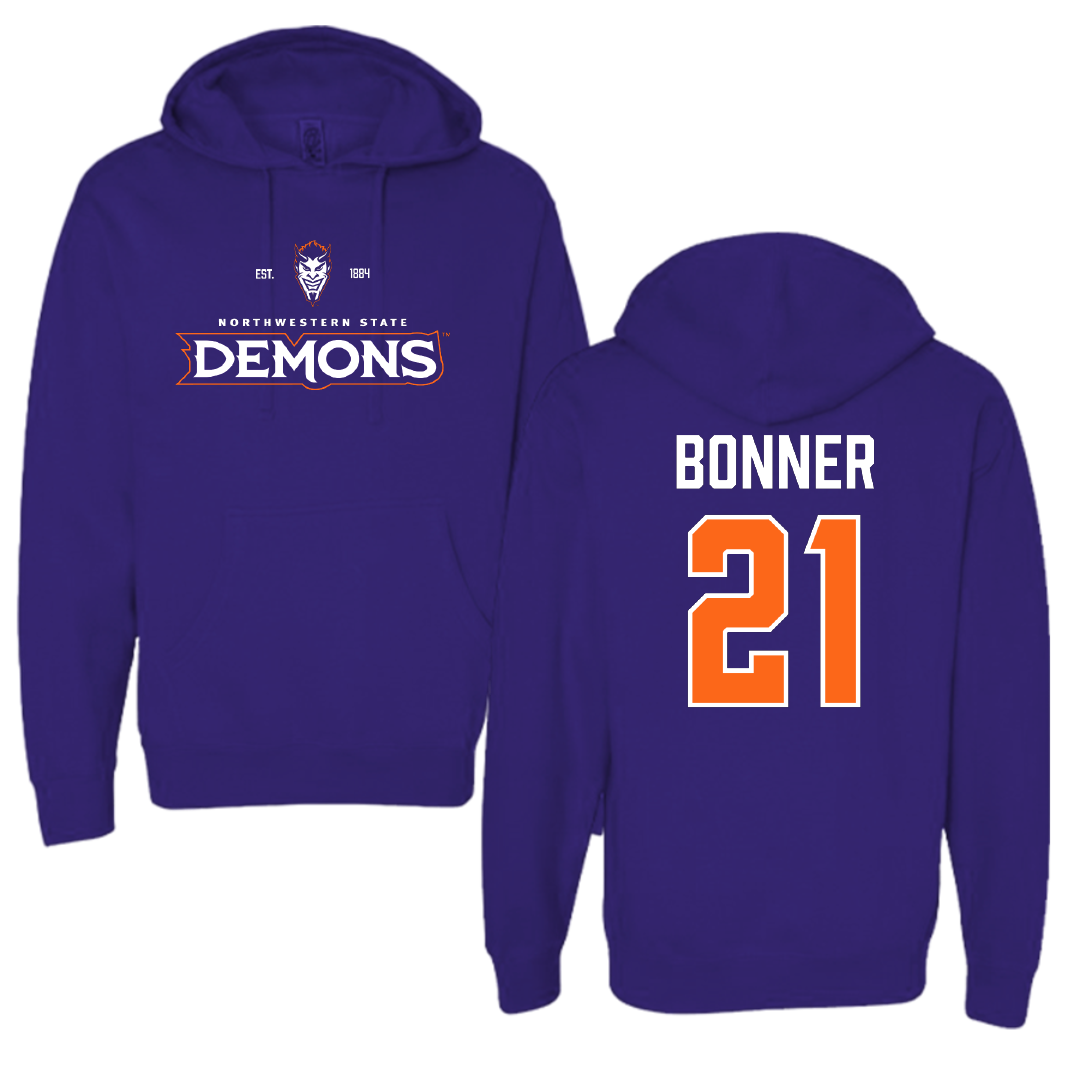 Northwestern State University Football Purple General Hoodie - #21 Ja’Marion Bonner