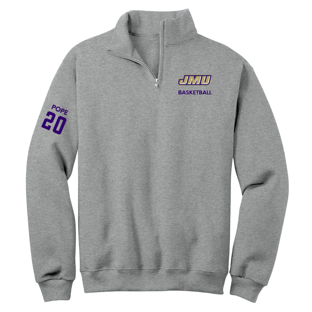 James Madison University Basketball (M) Sport Gray Quarter-Zip - #20 Jarrell Pope