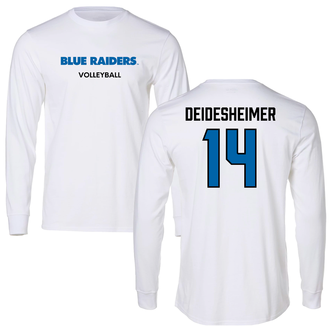 Middle Tennessee State University Volleyball (W) White Long Sleeve - #14 Payton Deidesheimer