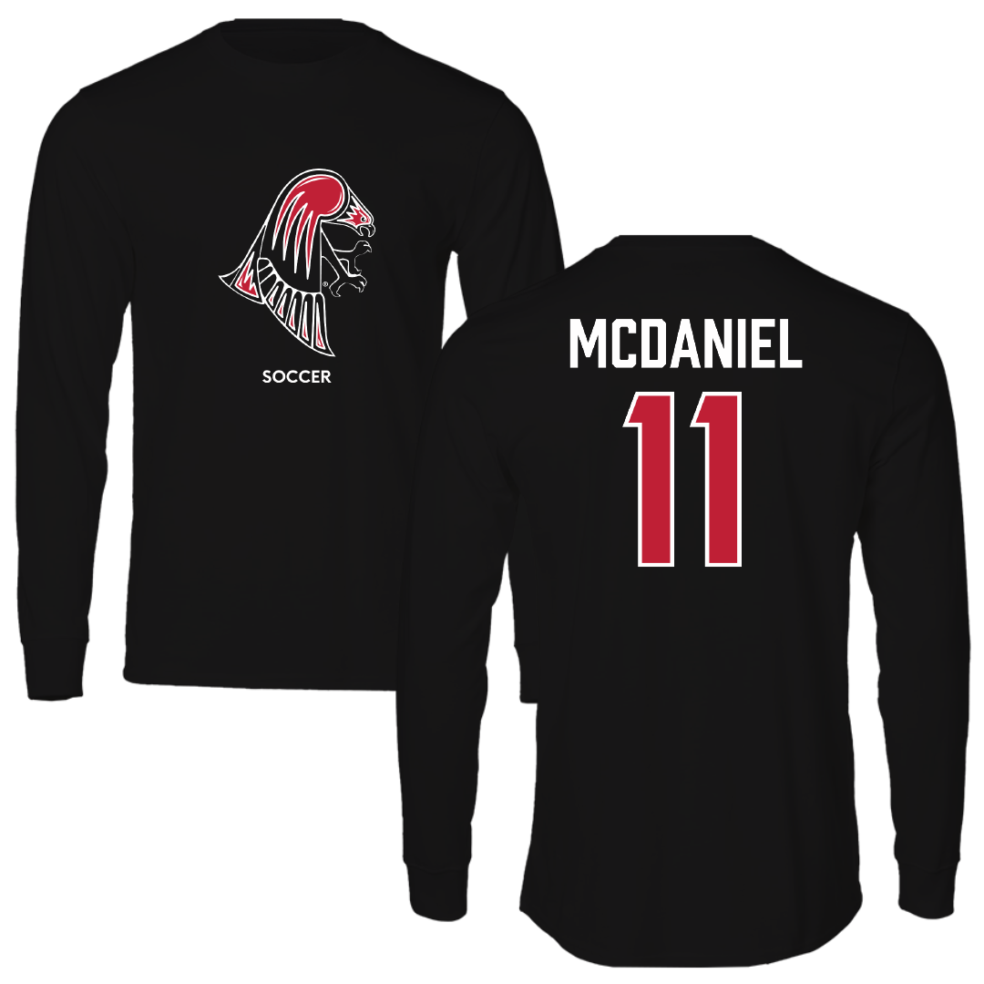 University of Wisconsin-River Falls Soccer (W) Black Mascot Long Sleeve - #11 Brooke McDaniel