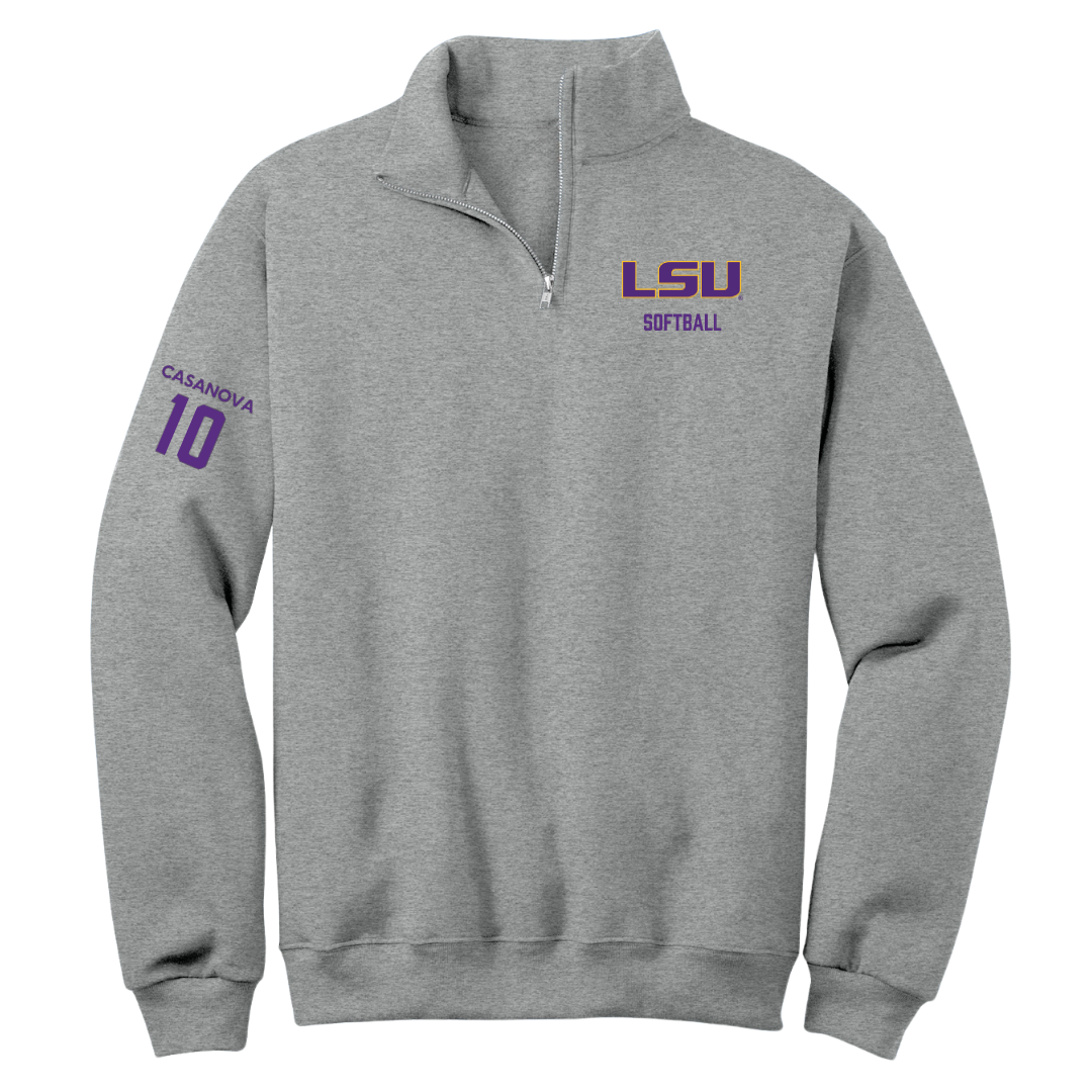 Louisiana State University Softball Sport Gray Quarter-Zip - #10 Emilee Casanova