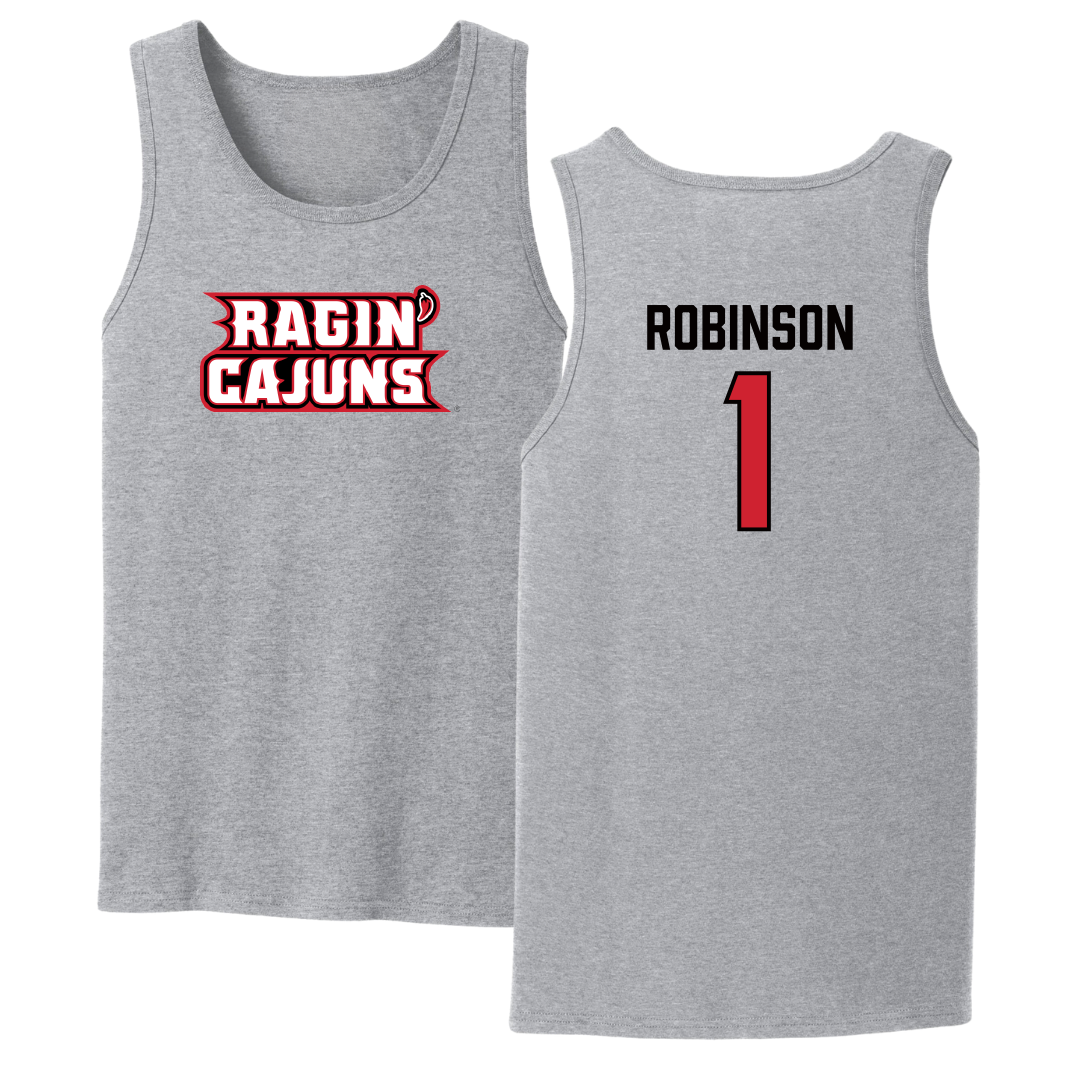 University of Louisiana at Lafayette Basketball Sport Gray Tank Top - #1 Tamiah Robinson