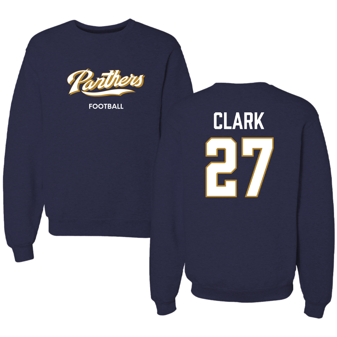 Florida International University Football Navy Panthers Crewneck - #27 Mister Clark