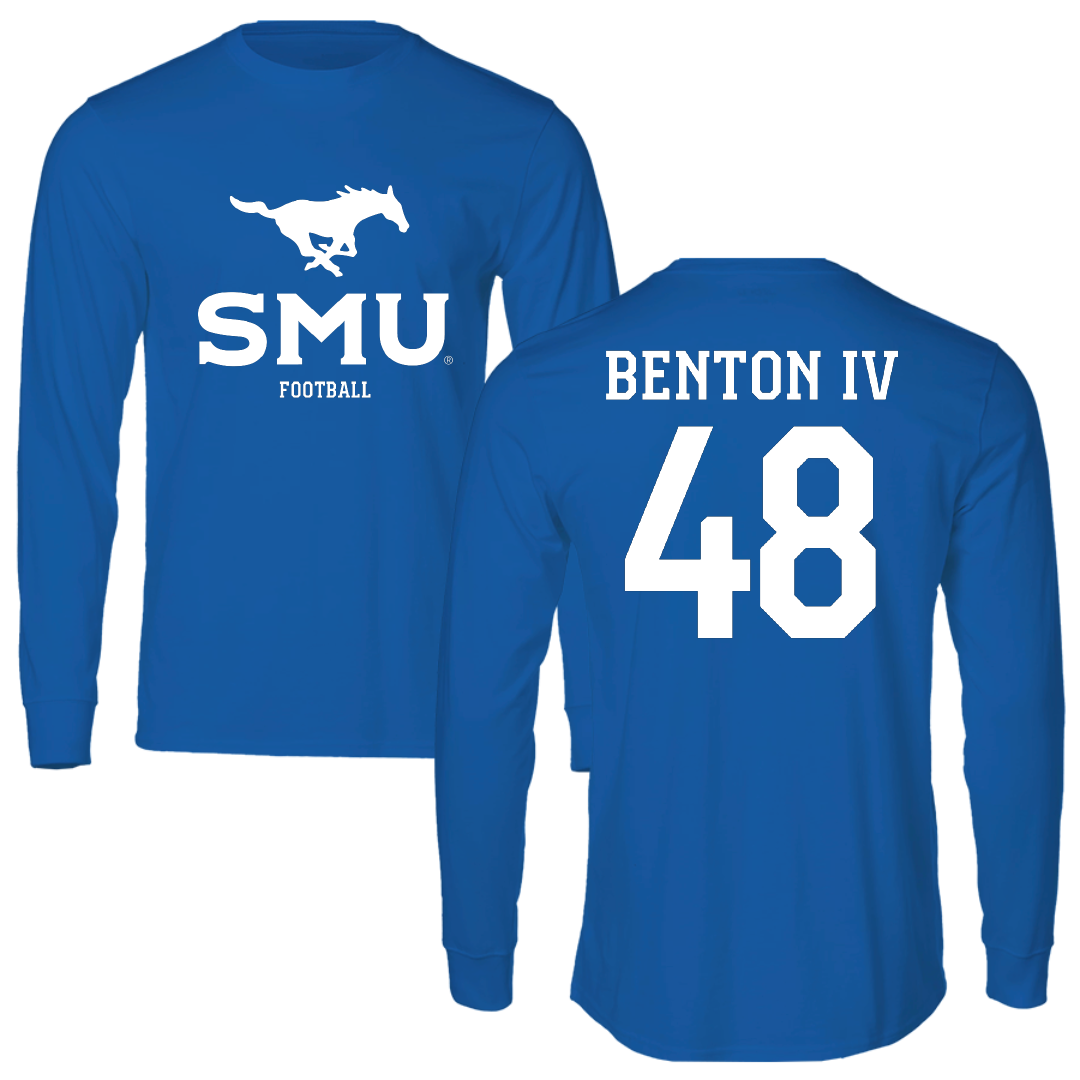 Southern Methodist University Football Blue Mascot Long Sleeve - #48 Will Benton IV