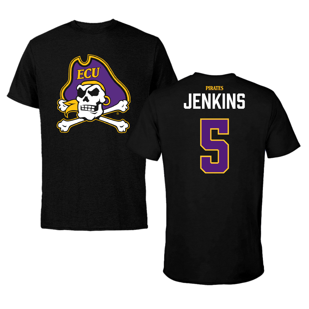 East Carolina University Football Black Performance Tee - #5 Parker Jenkins