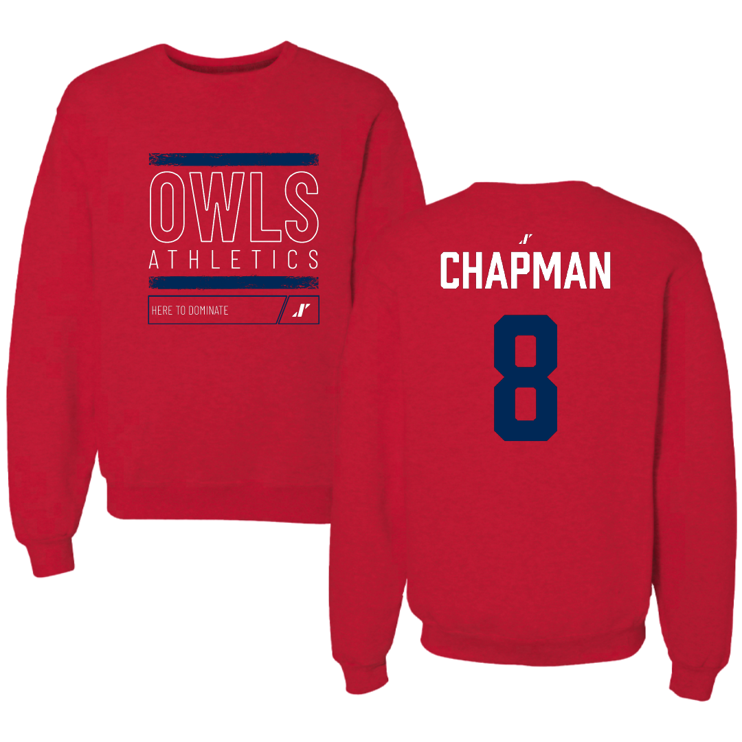 Florida Atlantic University Soccer Red Dominate Crewneck - #8 Caleb Chapman