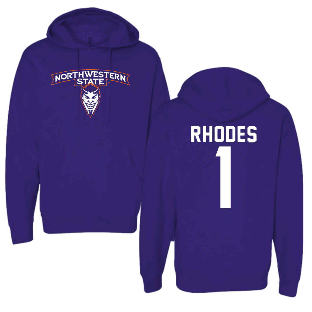 Northwestern State University Football Purple Hoodie - #1 Dylan Rhodes