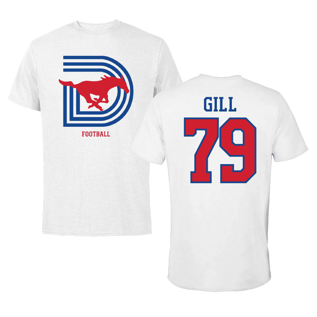 Southern Methodist University Football White Tee - #79 Reagan Gill