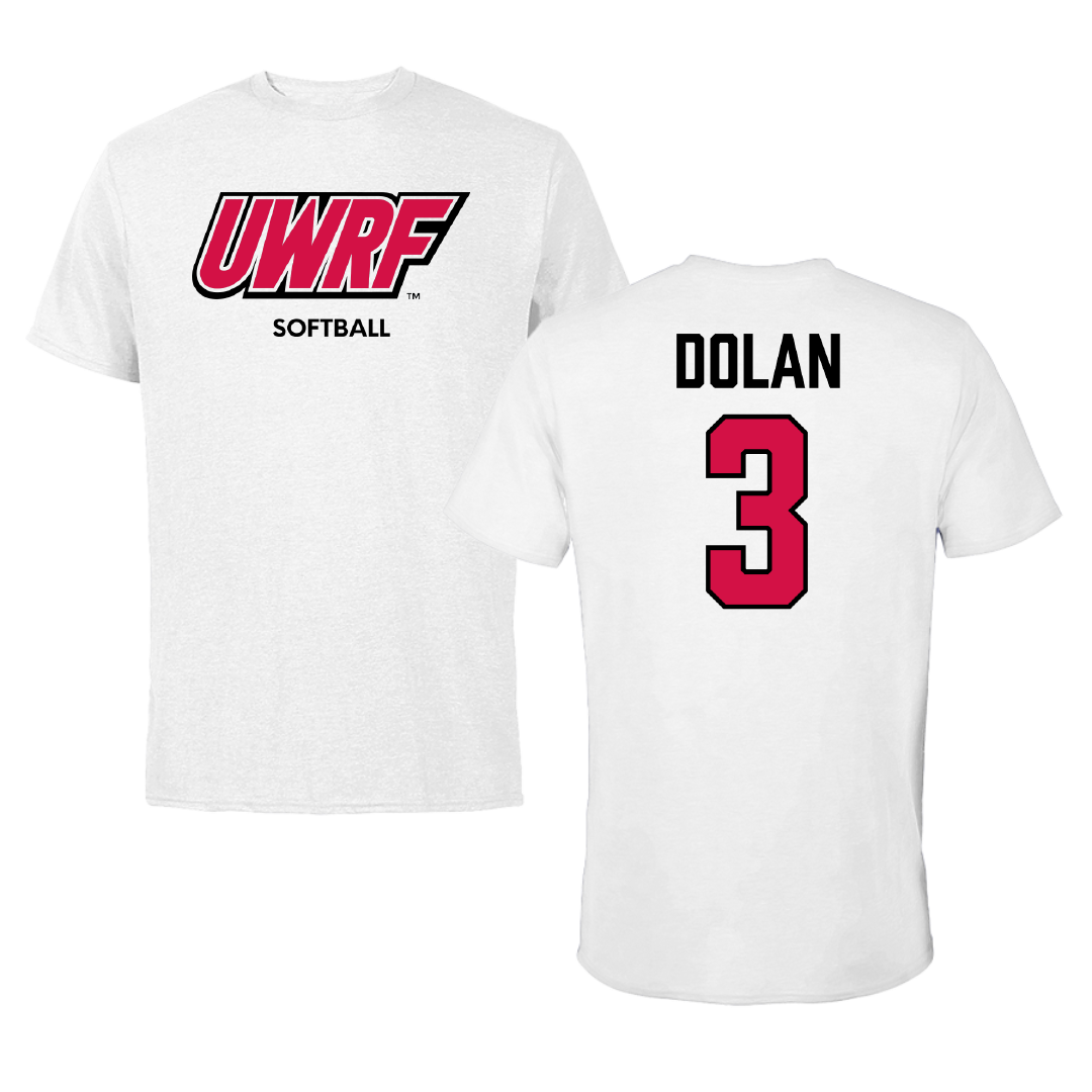 University of Wisconsin-River Falls Softball White Block Tee - #3 Kayla Dolan