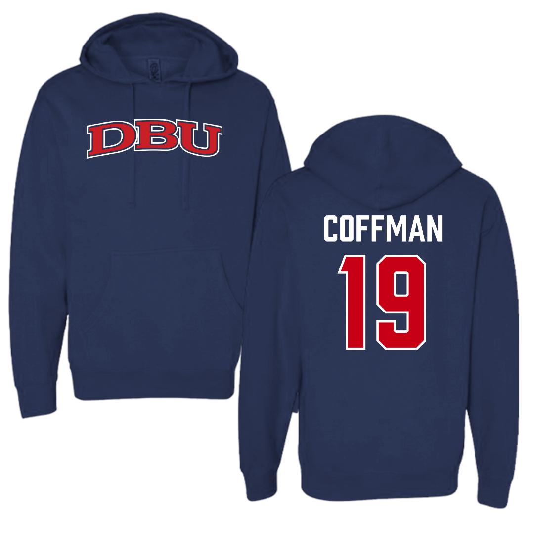 Dallas Baptist University Soccer Navy Hoodie - #19 Kylar Coffman