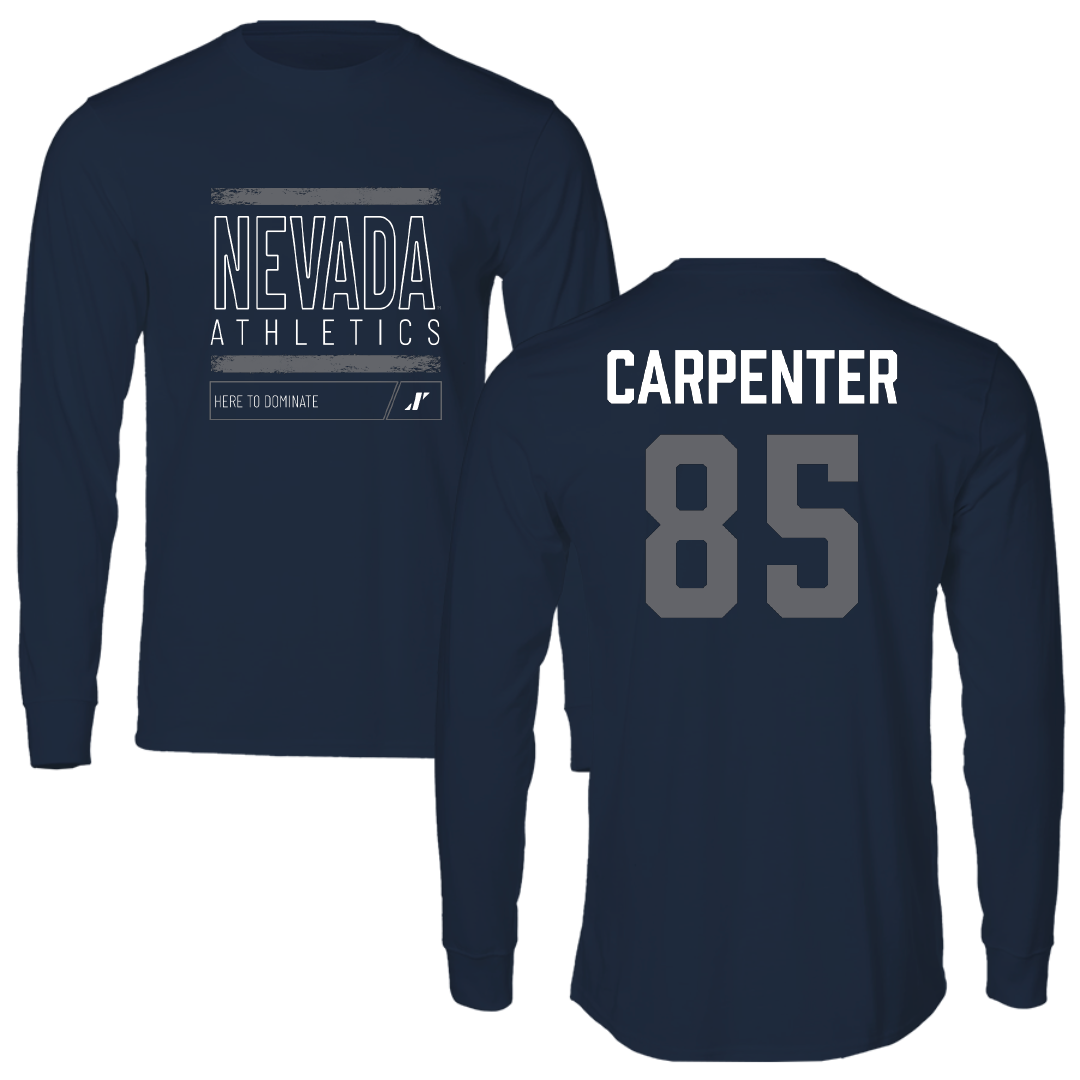 University of Nevada Football Navy Dominate Performance Long Sleeve - #85 Jett Carpenter