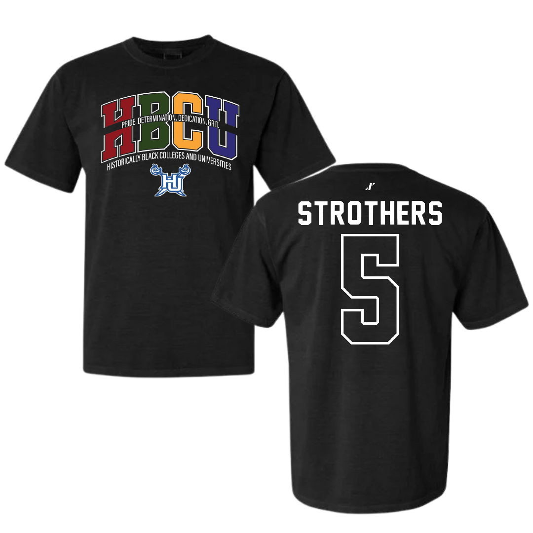 Hampton University Basketball Black HBCU Comfort Colors Tee - #5 Etienne Strothers