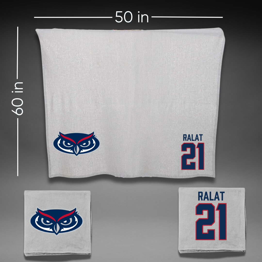 Florida Atlantic University Basketball Gray Blanket - #21 Alejandro Ralat