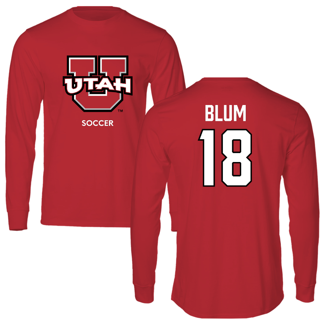 University of Utah Soccer (W) Red Utes Long Sleeve - #18 Lilliah Blum