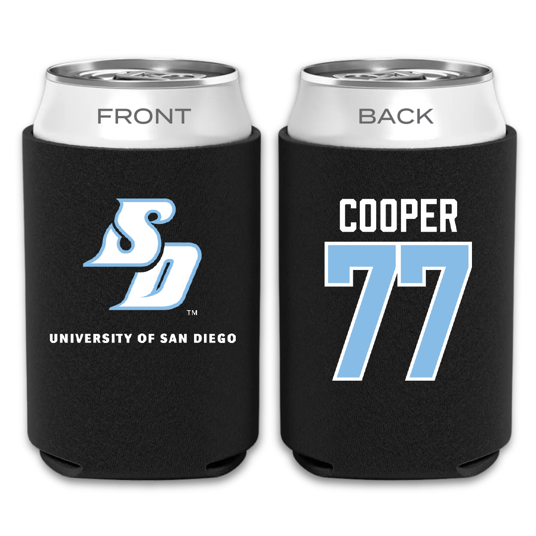 University of San Diego Football Black Can Cooler - #77 Malachi Cooper