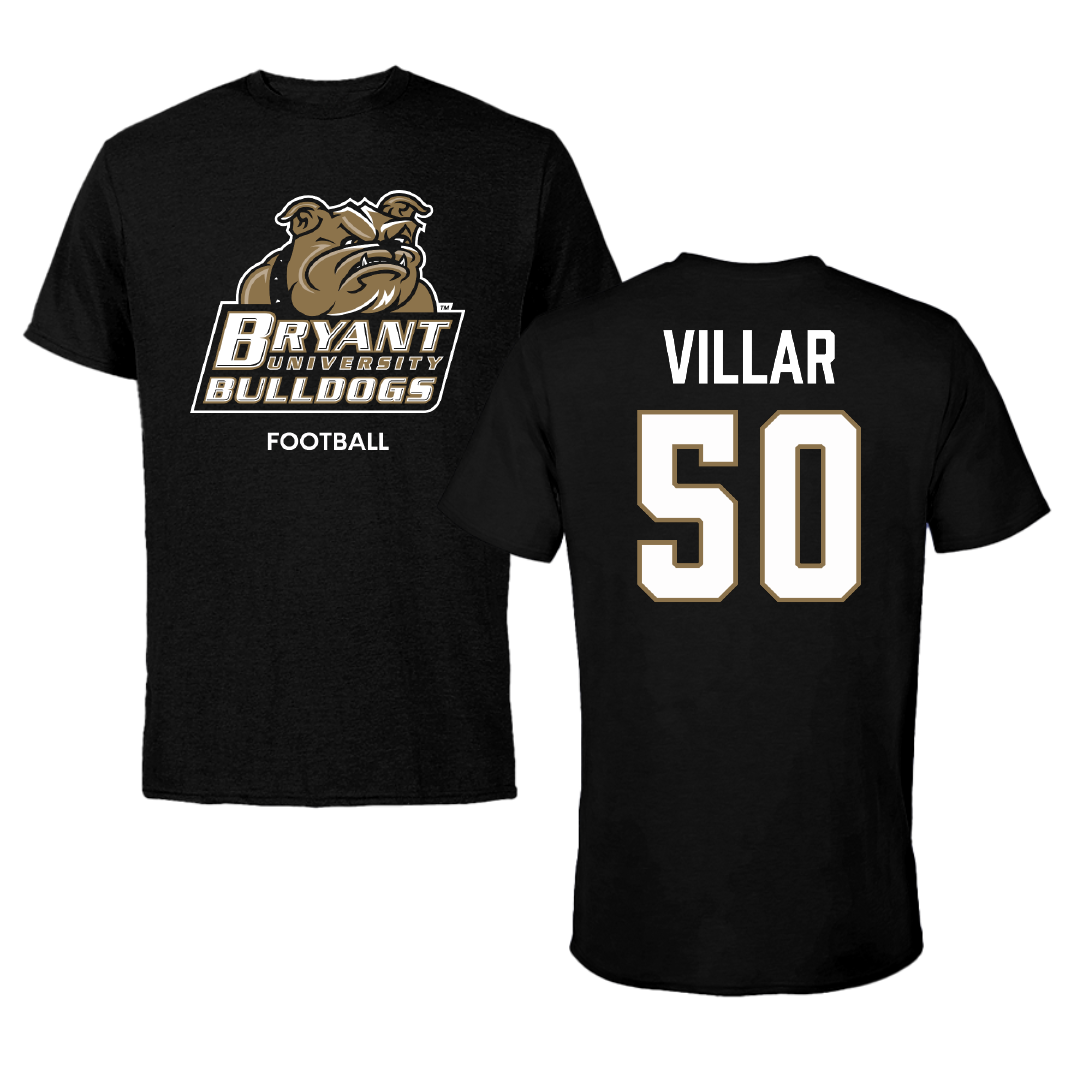 Bryant University Football Black Performance Tee - #50 Maximus Villar