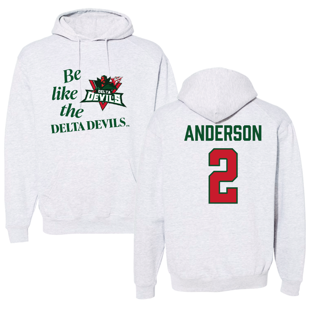 Mississippi Valley State University Football Light Gray Be Like Us Hoodie - #2 Jordan Anderson