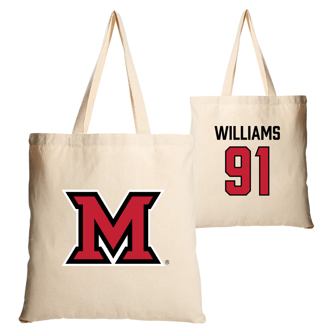 Miami University (Ohio) Football Tan Canvas Tote Bag - #91 Sam Williams