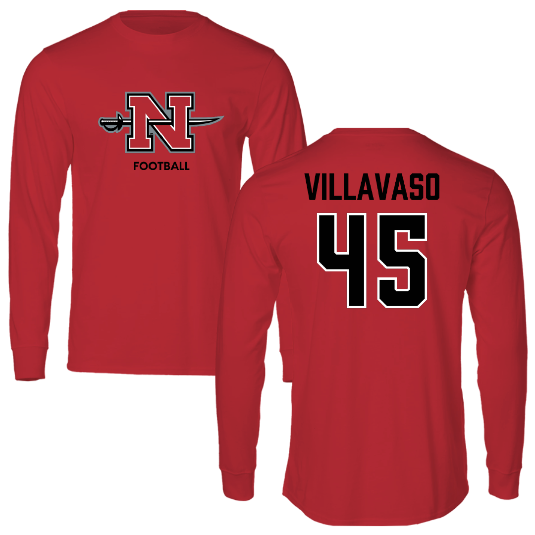 Nicholls State University Football Red Mascot Long Sleeve - #45 Alex Villavaso