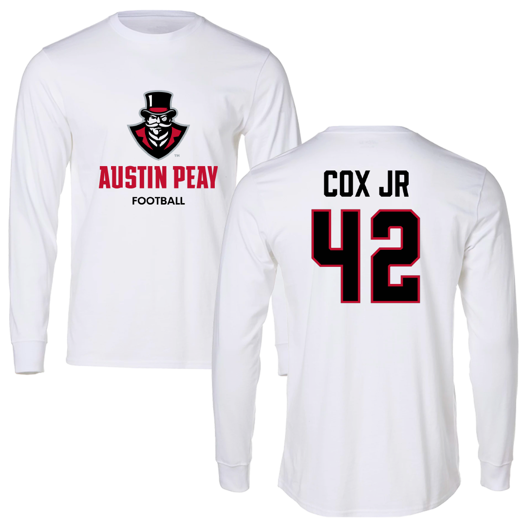 Austin Peay State University Football White Long Sleeve - #42 TJ Cox Jr