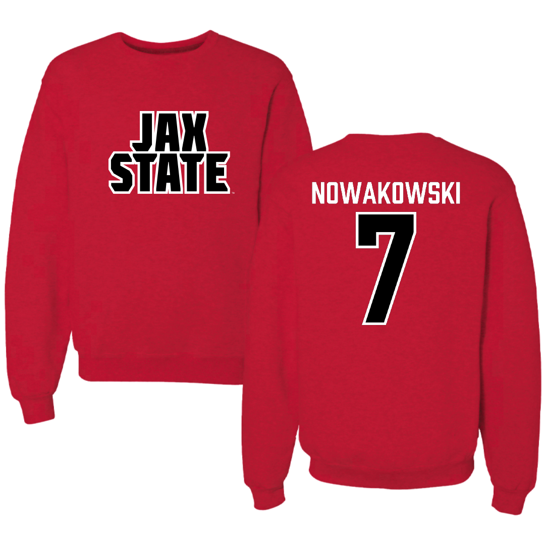 Jacksonville State University Softball Red Crewneck - #7 Morgan Nowakowski