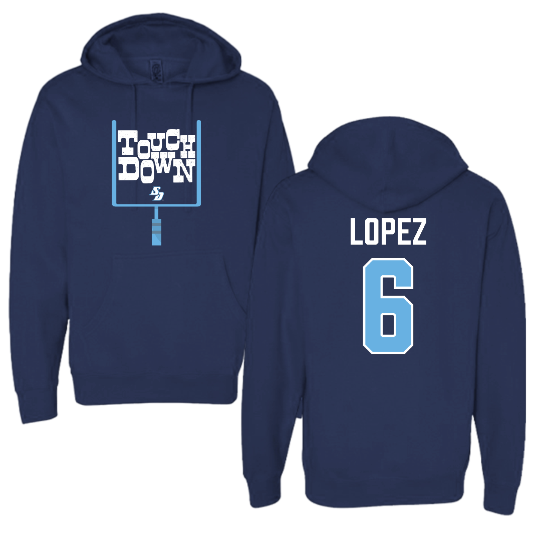 University of San Diego Football Navy Touchdown Hoodie - #6 Ruben Lopez