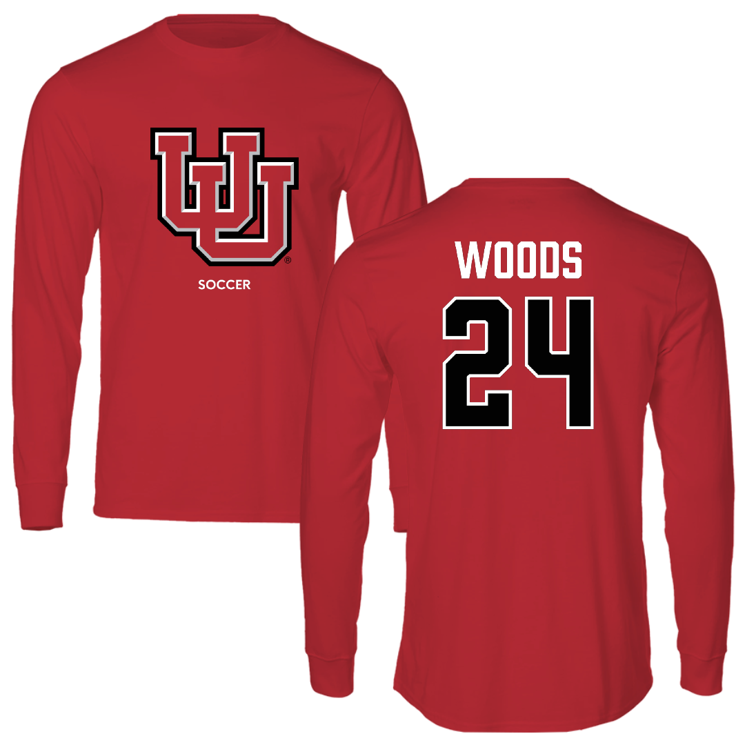 University of Utah Soccer (W) Red Block Performance Long Sleeve - #24 Bella Woods