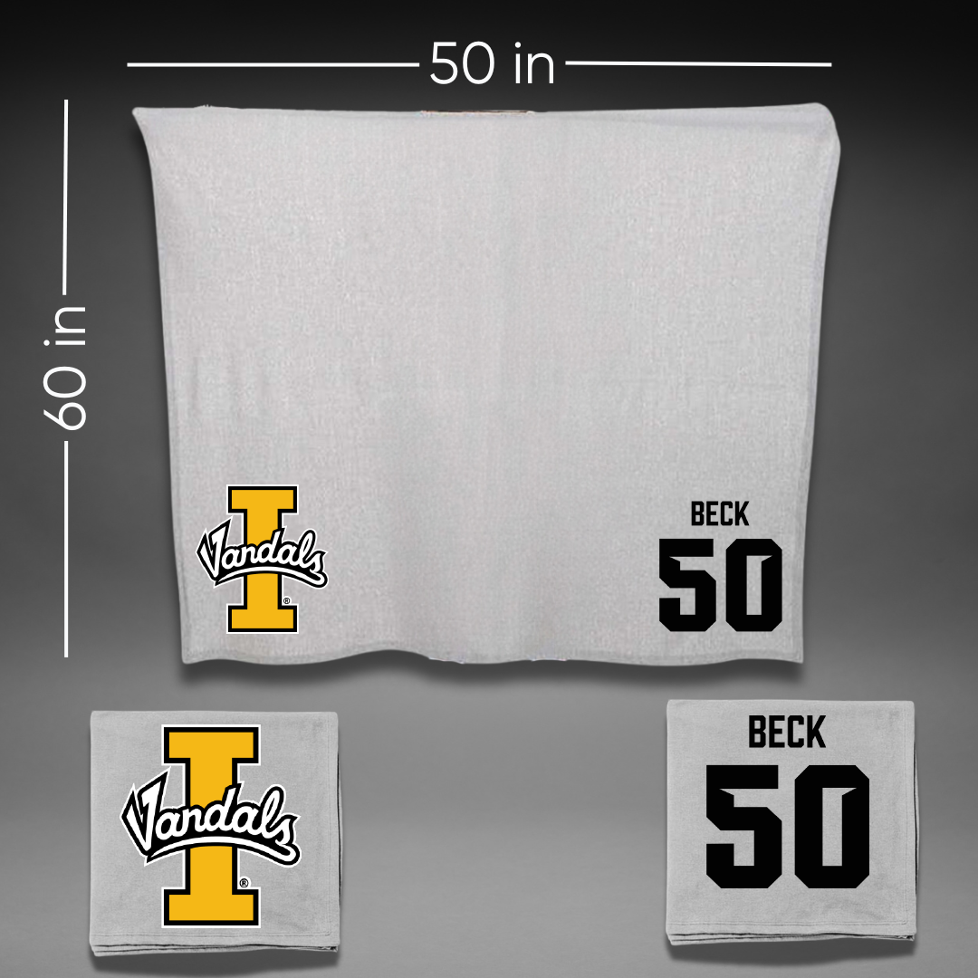University of Idaho Football Gray Vandals Blanket - #50 Jackson Beck