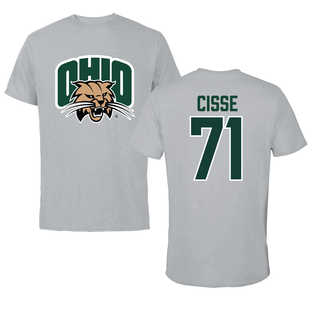 Ohio University Football Sport Gray Tee - #71 Tigana Cisse