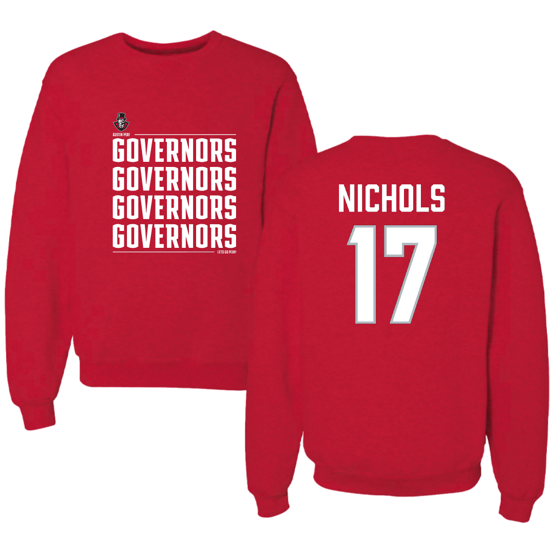 Austin Peay State University Softball Red General Crewneck - #17 Emberly Nichols