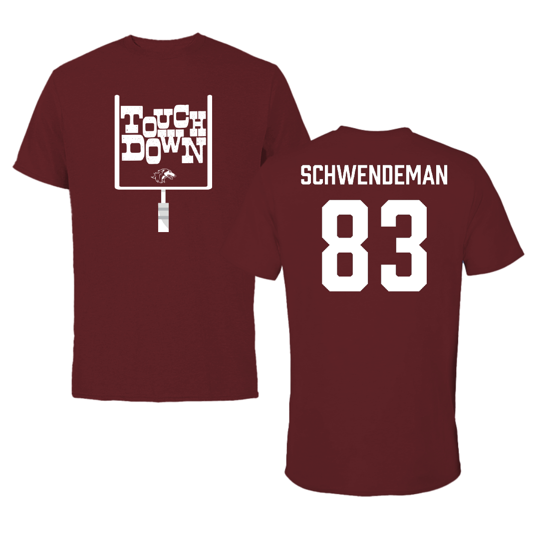 Southern Illinois University at Carbondale Football Maroon Touchdown Tee - #83 Ryan Schwendeman