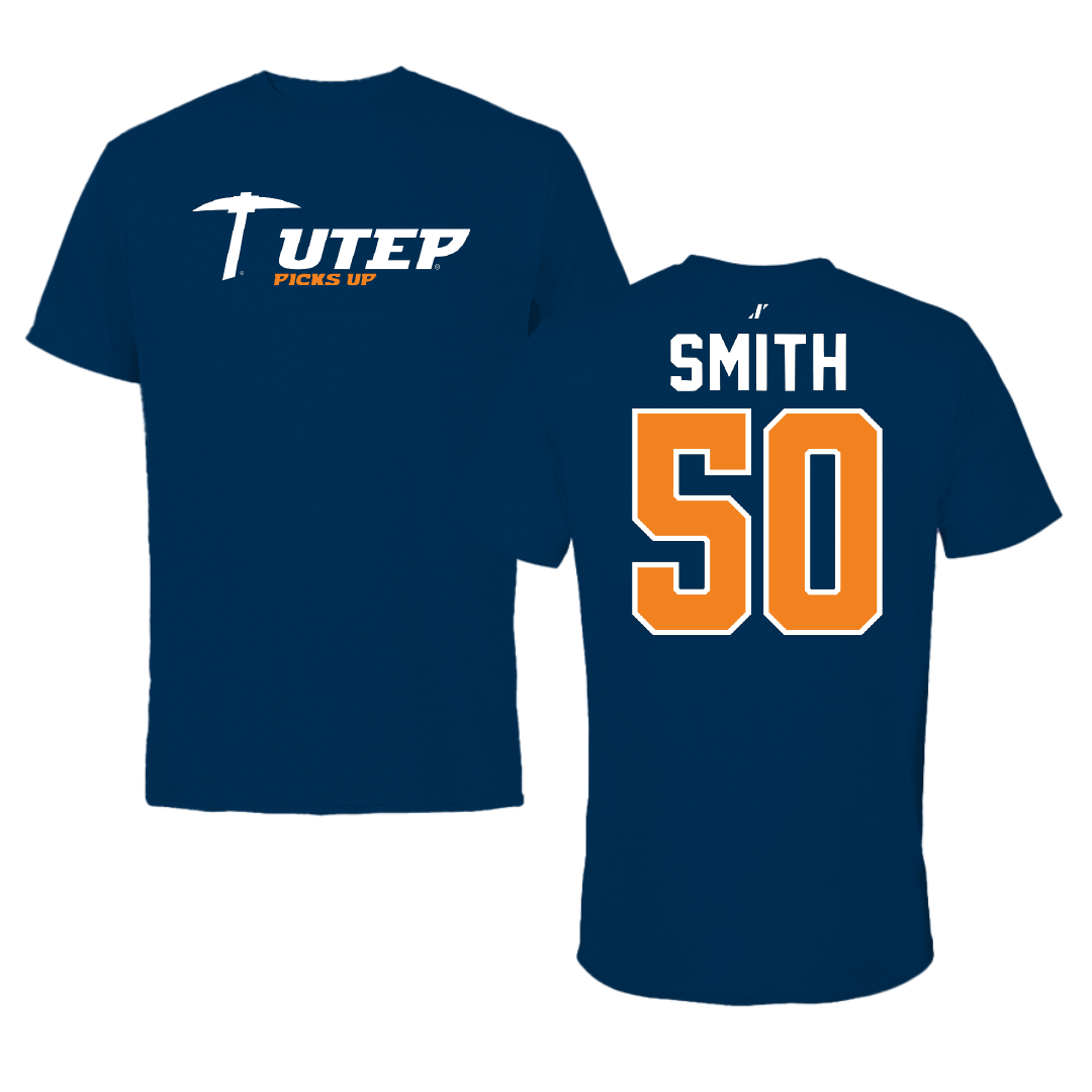 University of Texas at El Paso Football Navy General Performance Tee - #50 Brennan Smith